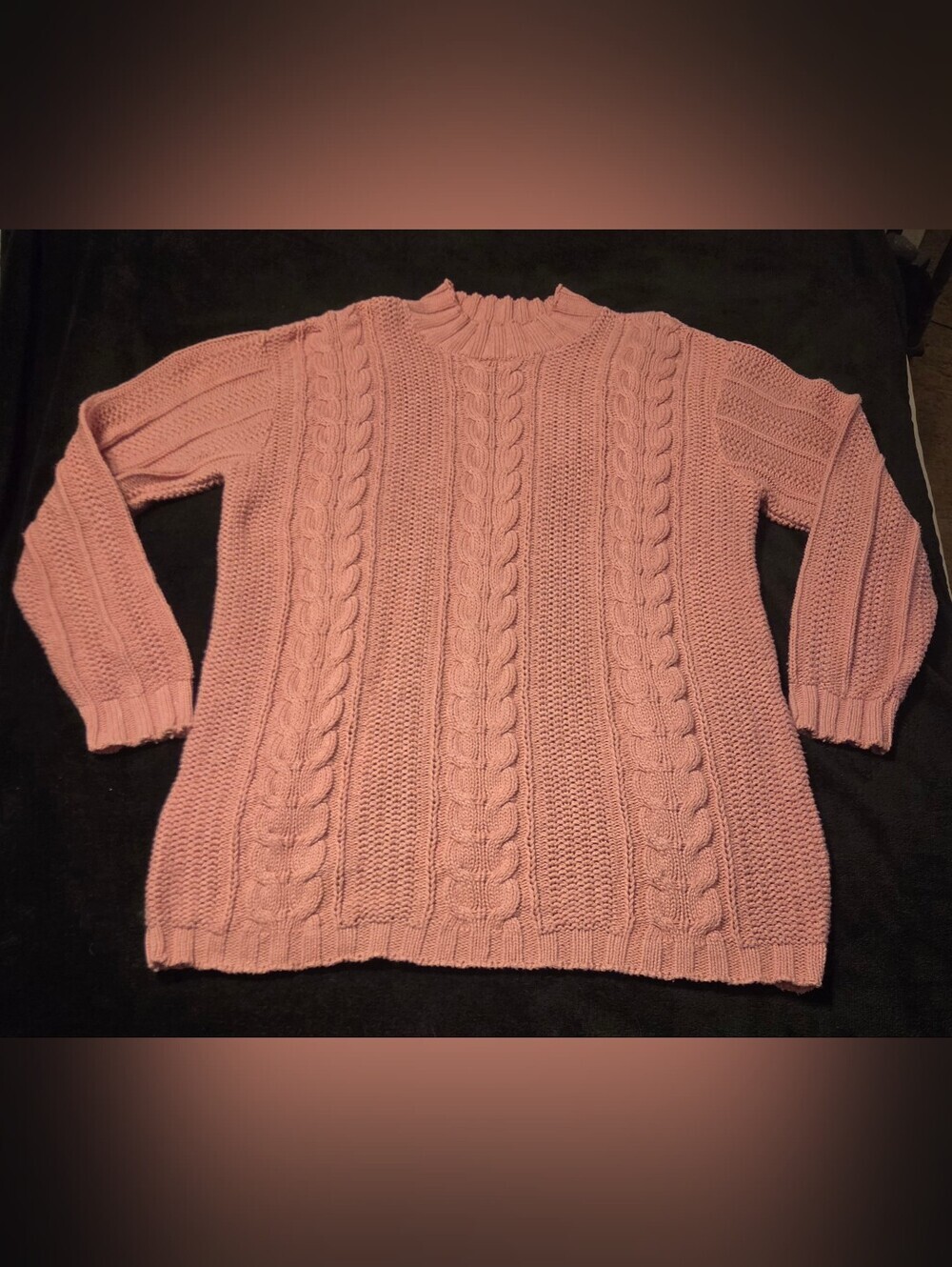 Vtg St John's Bay Pink Heavy Cable Knit Women's Sweater Womens Large
